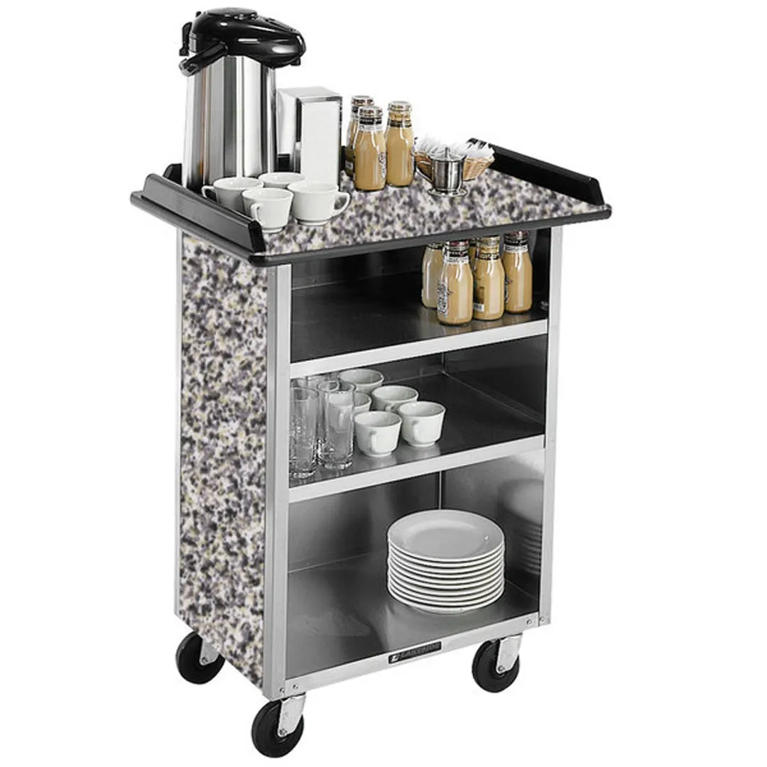 Lakeside 636 Beverage Service Cart w/ Stainless Steel Base & Interior, Laminated Top