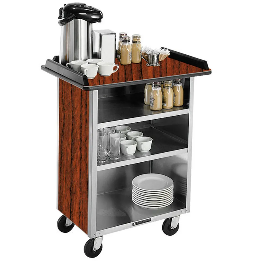 Lakeside 636 Beverage Service Cart w/ Stainless Steel Base & Interior, Laminated Top