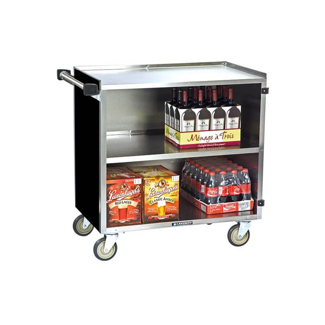 Lakeside 644 3 Shelves Stainless Steel Enclosed Bus Cart - 500 lbs. Capacity