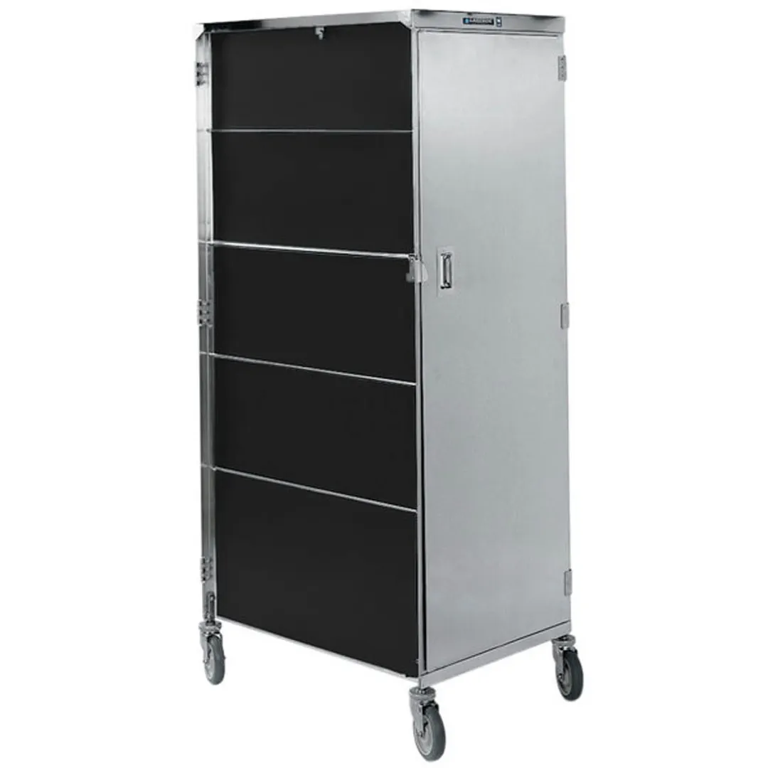 Lakeside 647 Stainless Steel 20 Tray Compact Dual Door Meal Delivery Cart w/ Vinyl Laminate Panels