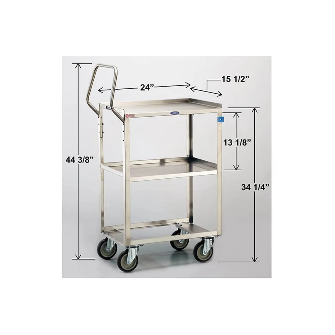 Lakeside 6600 28" 2 Shelves Stainless Steel Ergo-One® Light Duty Utility Cart