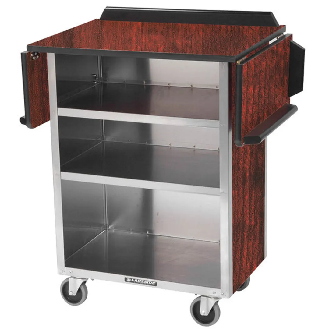 Lakeside 672 Stainless Steel Mobile Drop-Leaf Beverage Service Cart - 21" x 33 1/8" x 38 5/16"