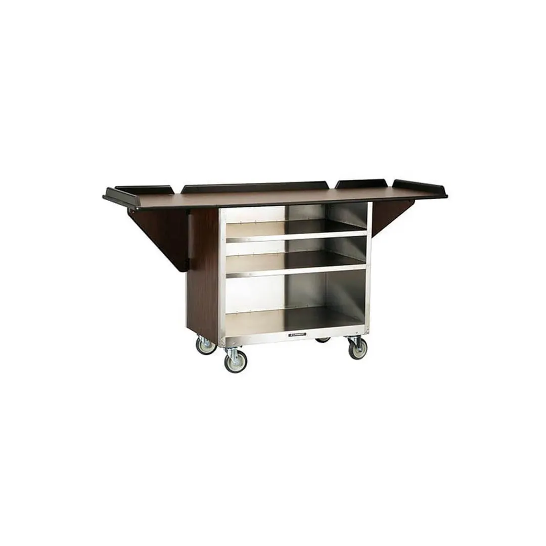 Lakeside 675 Stainless Steel Drop-Leaf Beverage Service Cart w/ 3 Shelves - 24" x 44 5/16" x 38 5/16"