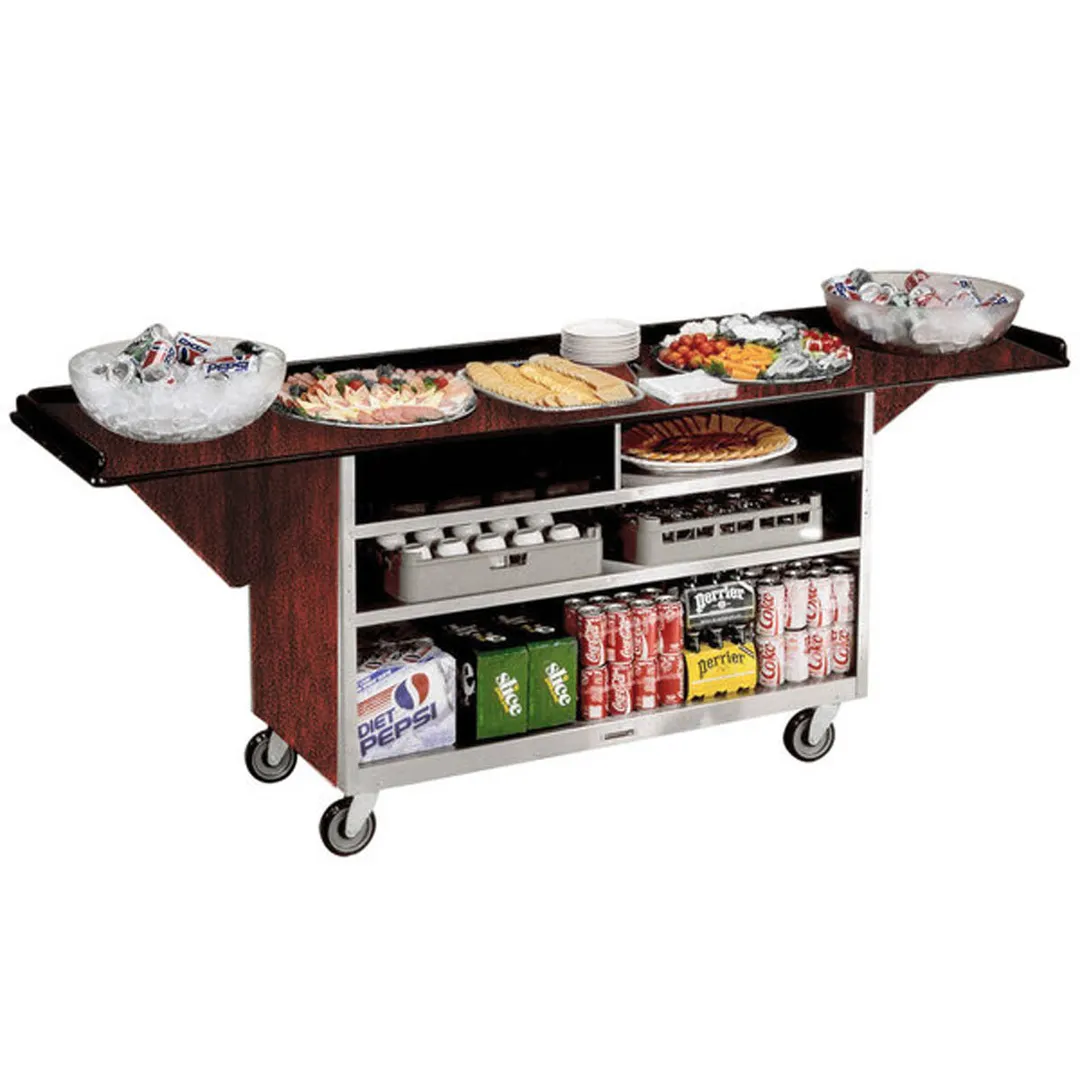 Lakeside 676 Stainless Steel Drop-Leaf Beverage Service Cart w/ 3 Shelves - 24" x 61 3/4" x 38 5/16"