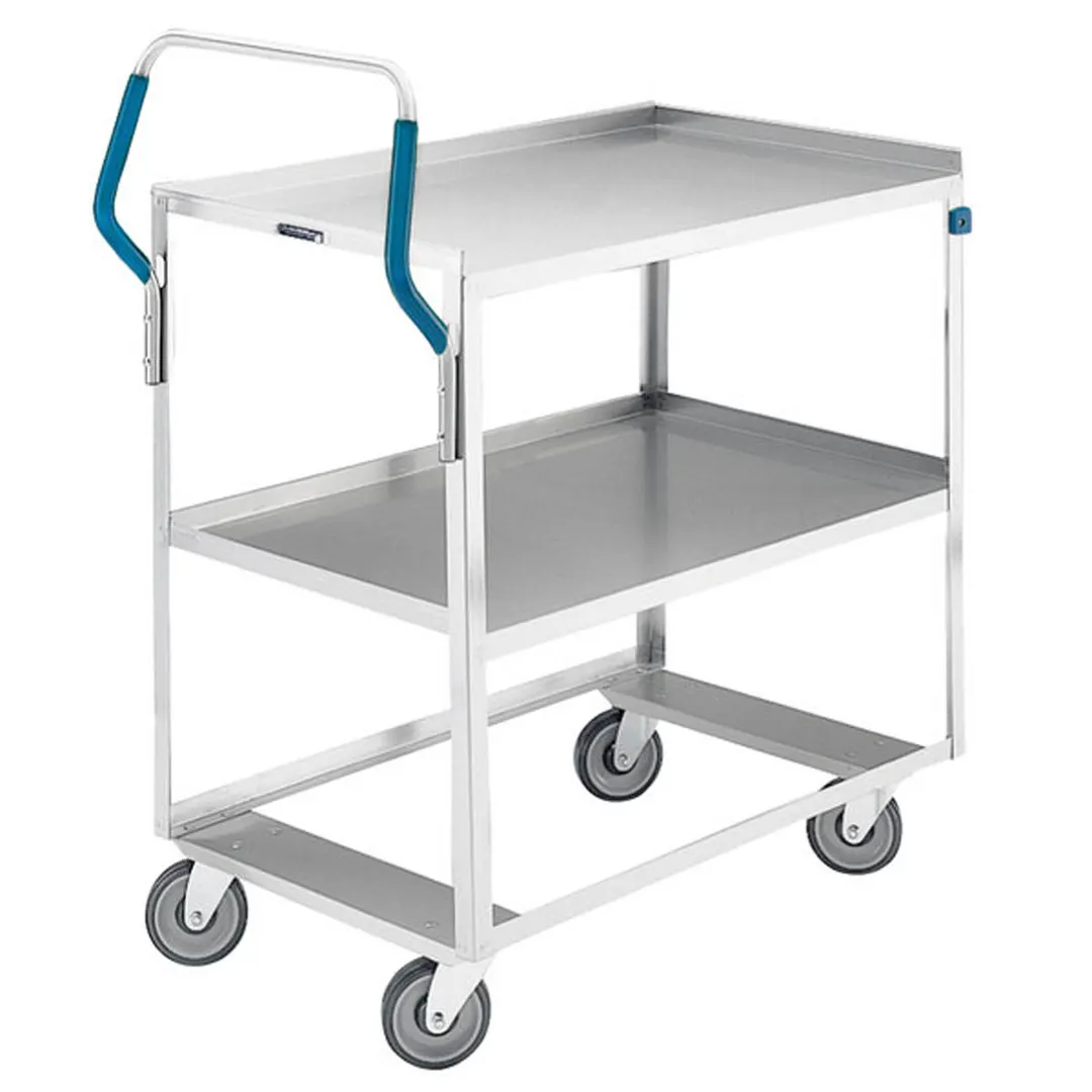 Lakeside 6820 39" 2 Shelves Stainless Steel Ergo-One® Utility Cart w/ 21" x 35" Shelf Size