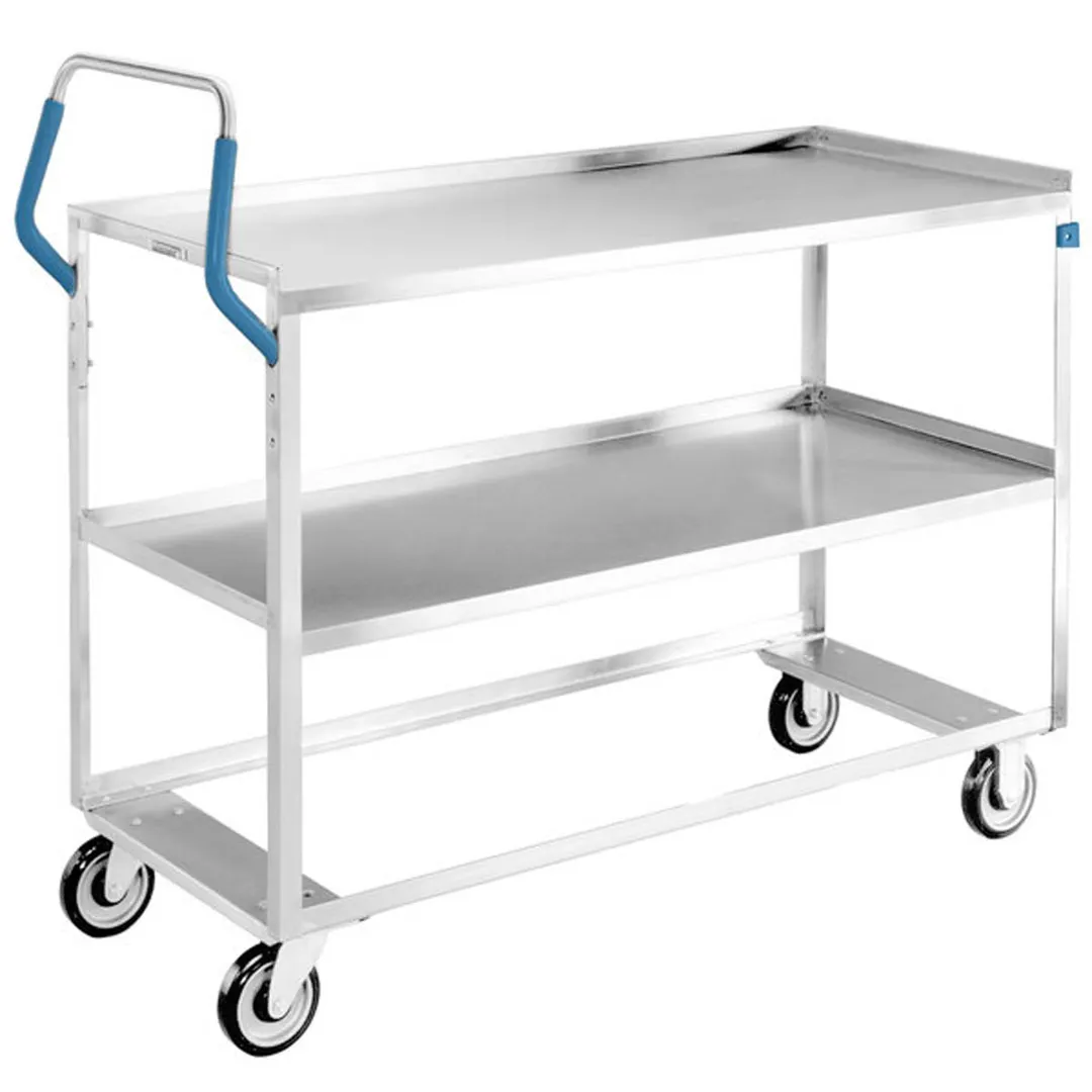 Lakeside 6830 53" 2 Shelves Stainless Steel Ergo-One® Utility Cart w/ 21" x 49" Shelf Size