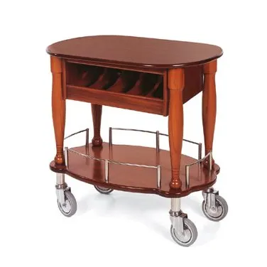 Lakeside 70036 Serving Cart w/ Oval Top and Shelf, 1 Cutlery Compartment