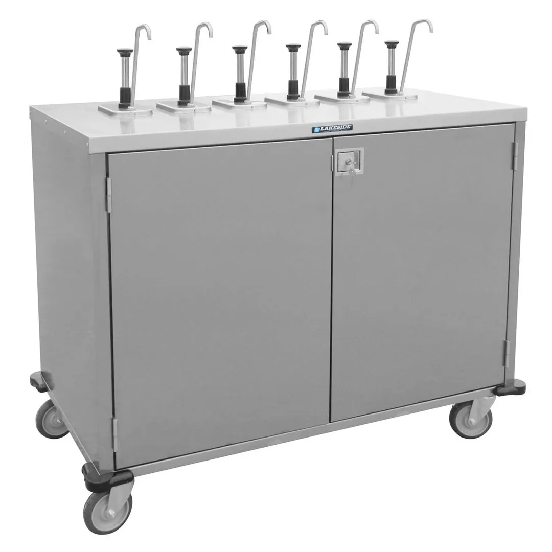 Lakeside 70201 EZ Serve Mobile Condiment Cart w/ 8 Flat Top Pumps, 4 Product Dispensers