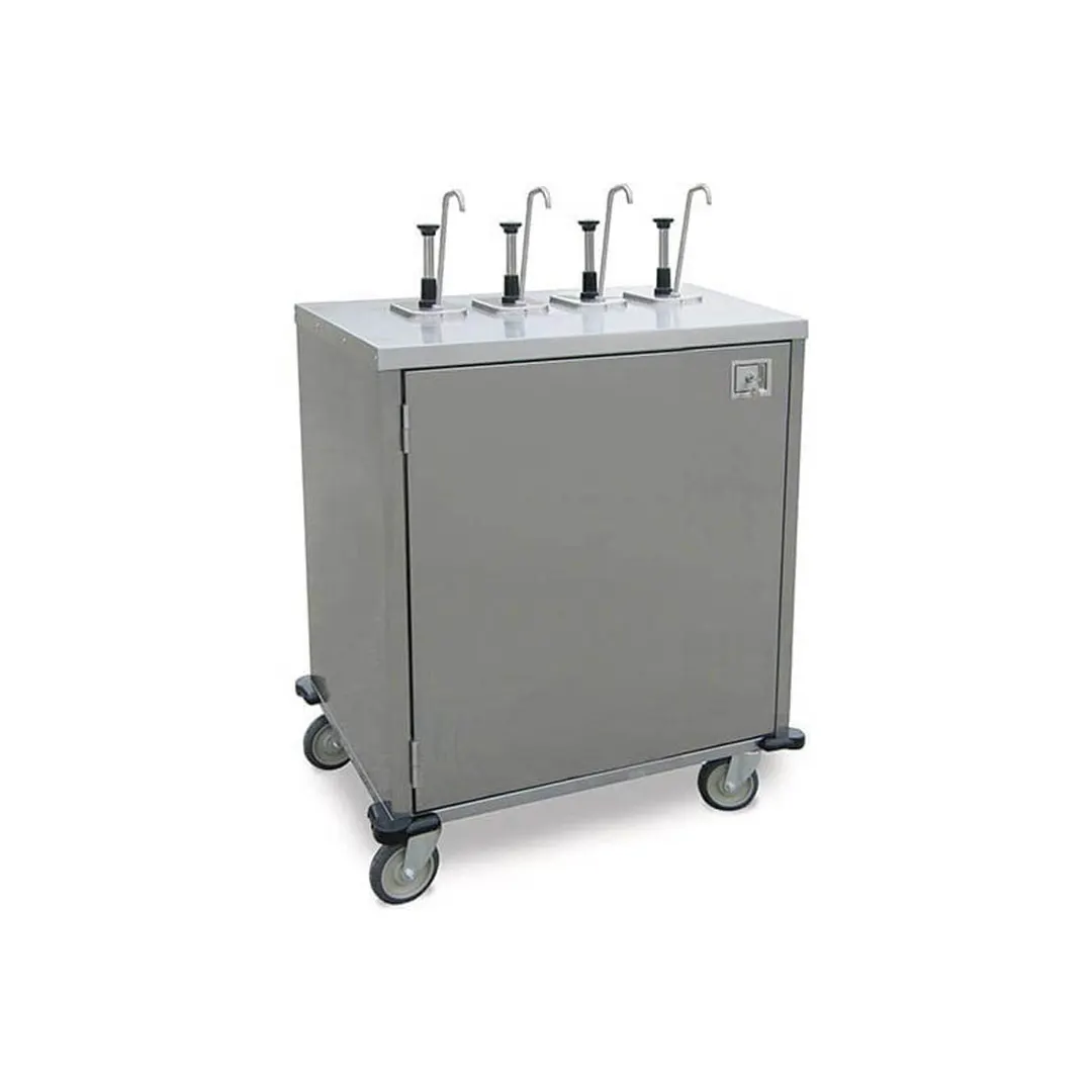 Lakeside 70221 EZ Serve Mobile Condiment Cart w/ 4 Flat Top Pumps, 2 Product Dispensers