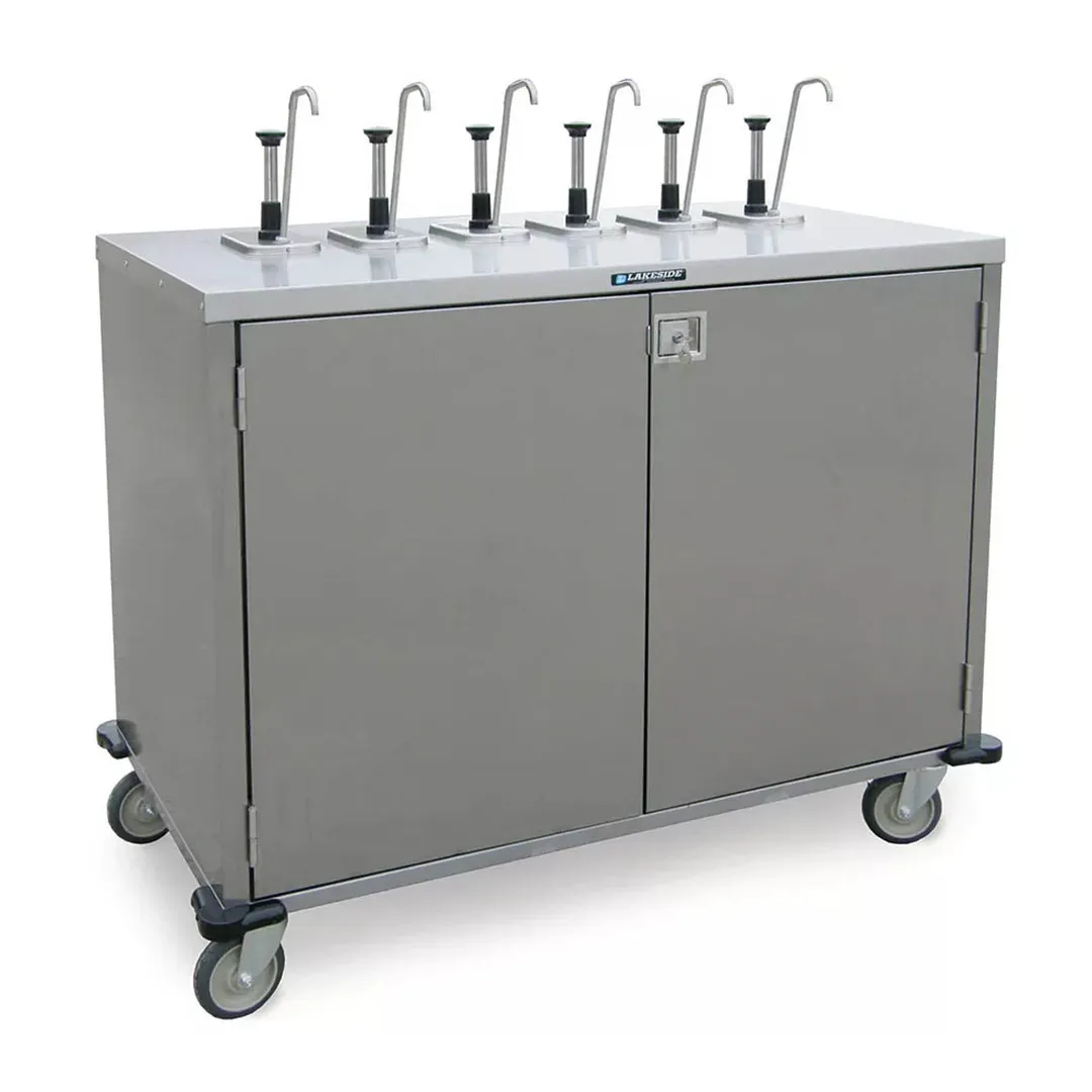 Lakeside 70271 EZ Serve Mobile Condiment Cart w/ 12 Flat Top Pumps, 3 Product Dispensers