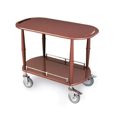Lakeside 70453 Serving Cart w/ Oval Top and Shelf, Handle Cut-Outs, Spice Veneer Finish