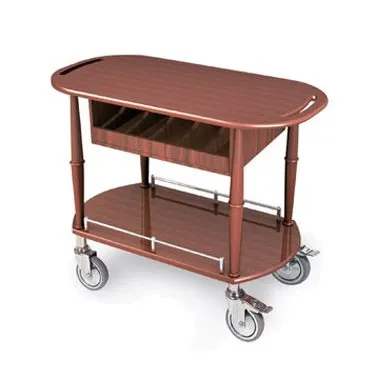 Lakeside 70458 Serving Cart w/ Oval Top and Shelf, 1 Cutlery Compartment, Handle Cut-Outs