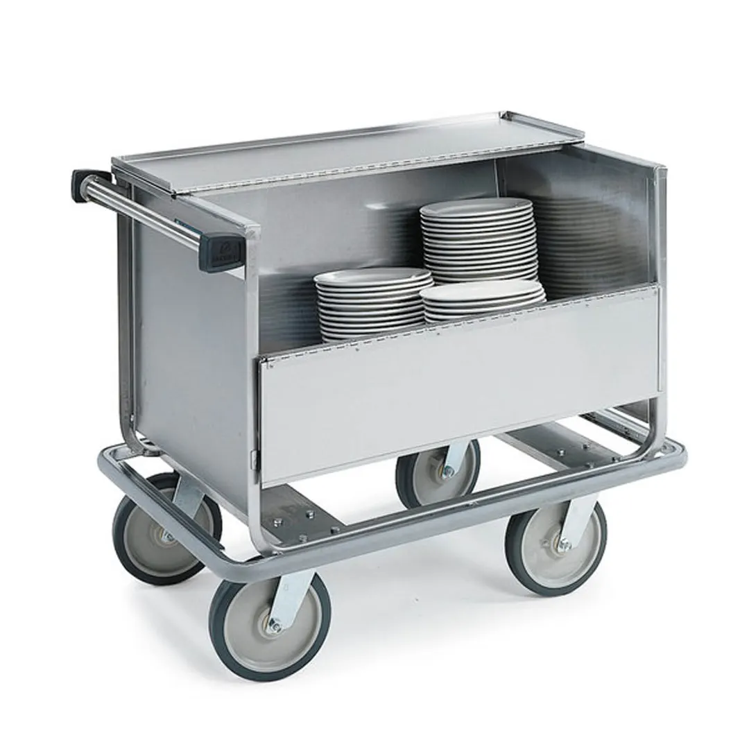 Lakeside 707 Store 'N' Carry Dish Dolly, 1 Shelf, Stainless Steel, Silver, 200 Plates, 16.25" Plate Size
