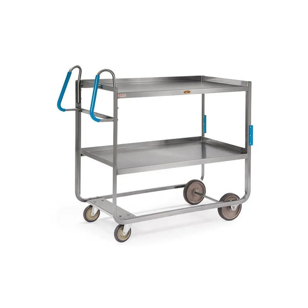 Lakeside 7140 50" Stainless Steel 2-Shelf Ergo-One® Utility Cart w/ Shelf Size 24" x 42"