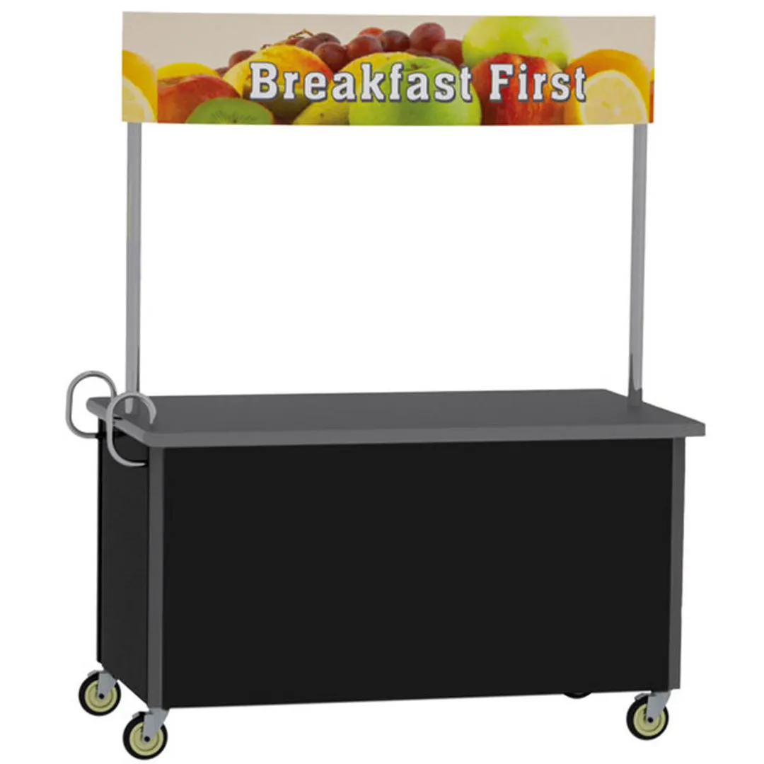 Lakeside 764 Stainless Steel Vending Kiosk / Breakfast / Snack Cart w/ Black Laminate Flat Top