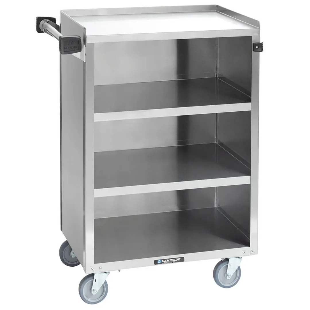 Lakeside 815 28" Metal Bus Utility Transport Cart w/ (4) Shelf, Stainless Steel 