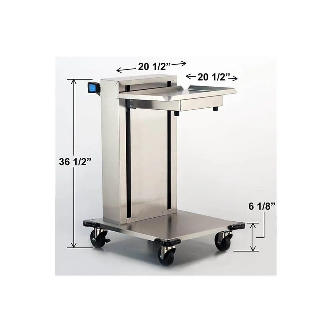 Lakeside 820 Stainless Steel Mobile Cantilever Tray Dispenser for 20" x 20" Trays