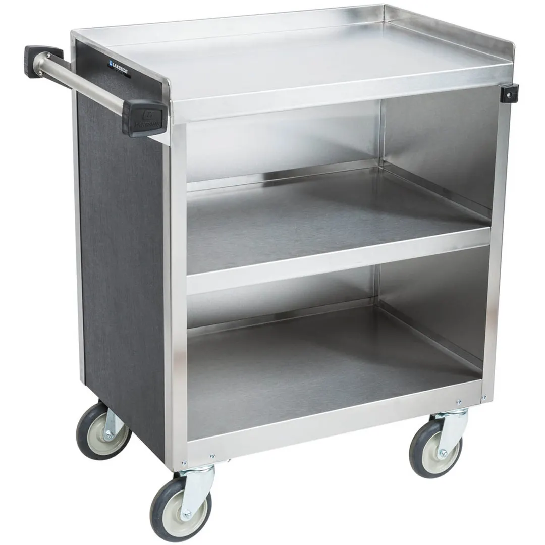 Lakeside 822 31" Metal Bus Utility Transport Cart w/ (3) Shelf, Stainless Steel 