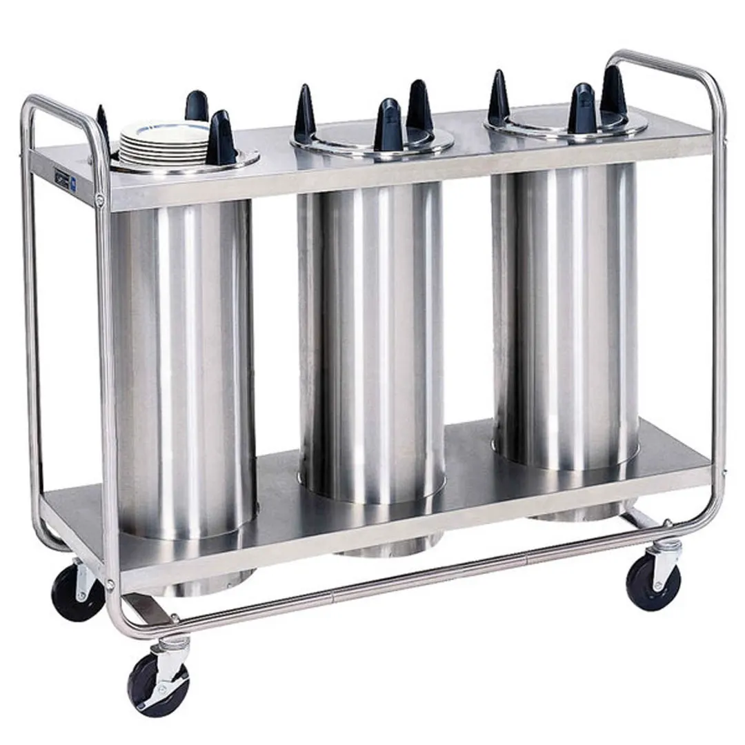 Lakeside 8300 Mobile Open Base 3-Stack Dish Dispenser w/ 5" Dia. Dish Size, Heated