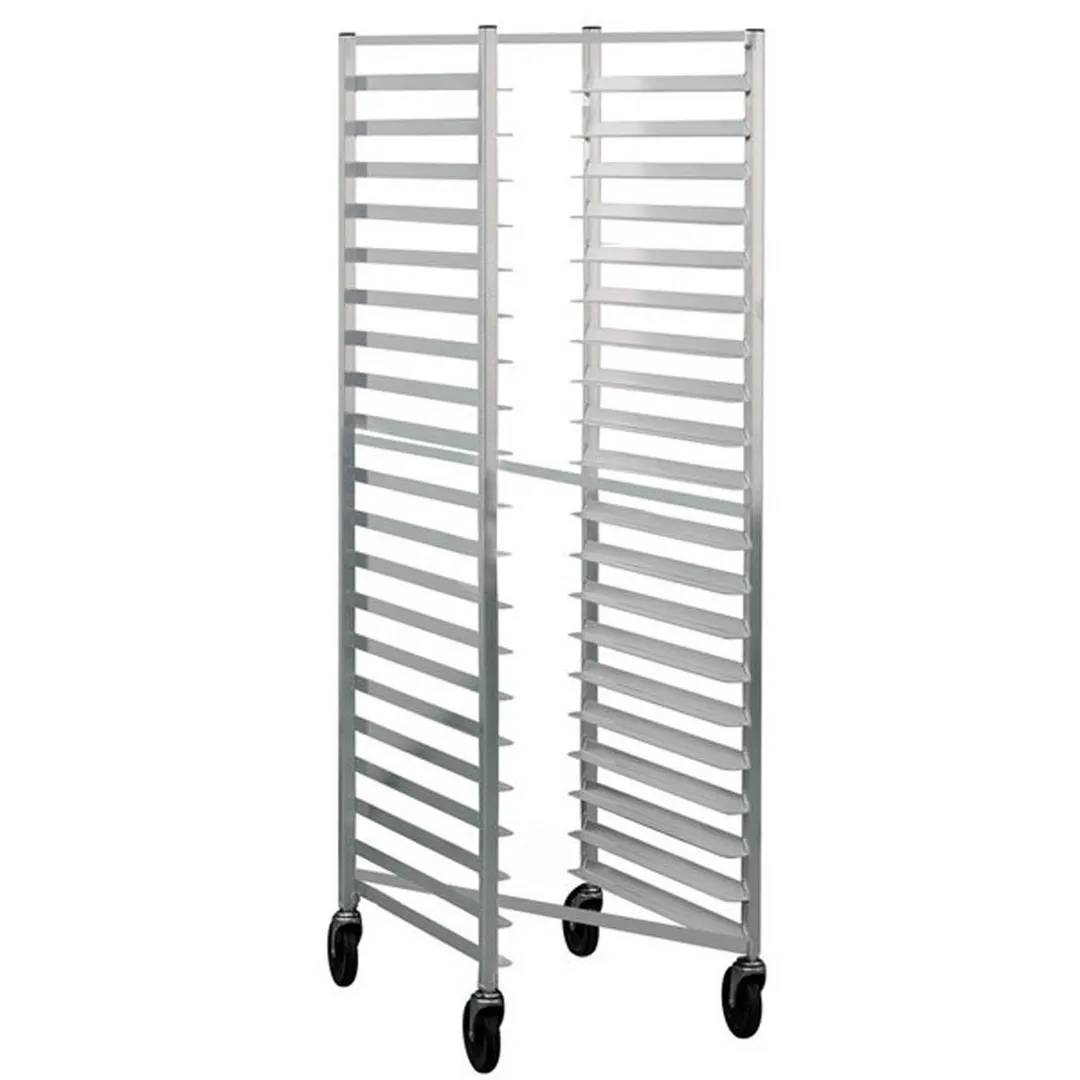 Lakeside 8521 20 Pan End Load Full Height Aluminum Nesting Bun / Sheet Pan Rack w/ 2" Bottom Load Slides