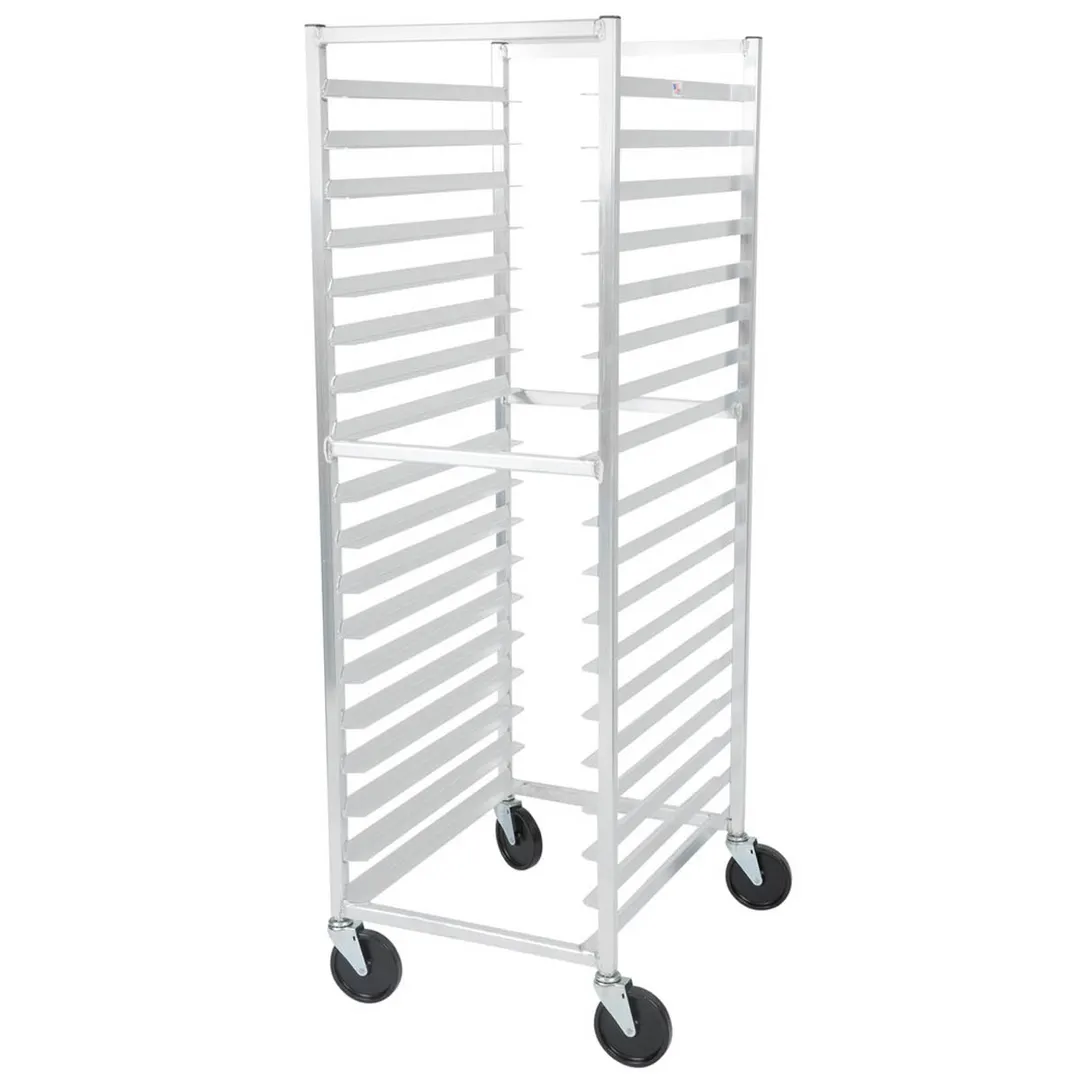 Lakeside 8522 18 Pan End Load Aluminum Roll-In Cooler Rack w/ Angle Ledges, 2" Bottom Load Slides
