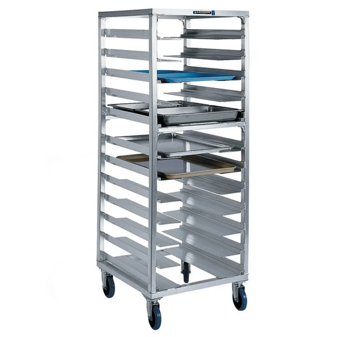 Lakeside 8534 12 Pan End Load Aluminum Bun / Sheet Pan Rack w/ Angle Ledges, 4 1/2" Bottom Load Slides