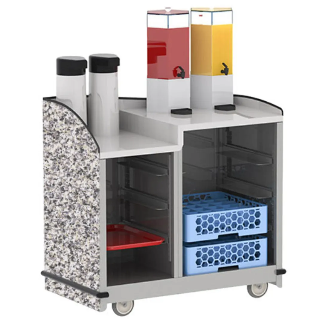 Lakeside 8706 Stainless Steel Full-Service Hydration Cart w/ Dual Height Top, 2 Interior Compartments