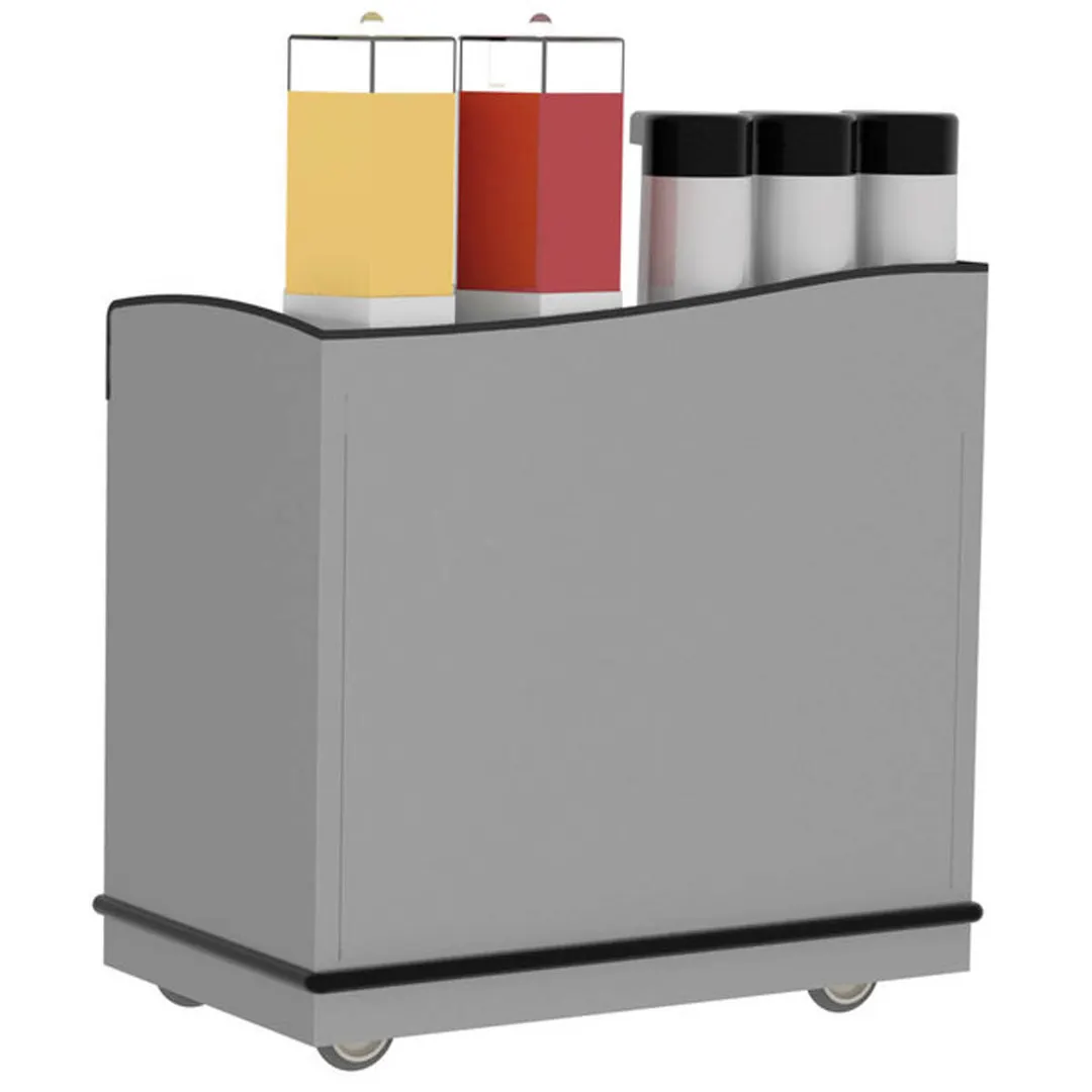 Lakeside 8708 Stainless Steel Full-Service Hydration Cart w/ Flat Top, High Sides, 2 Interior Compartments