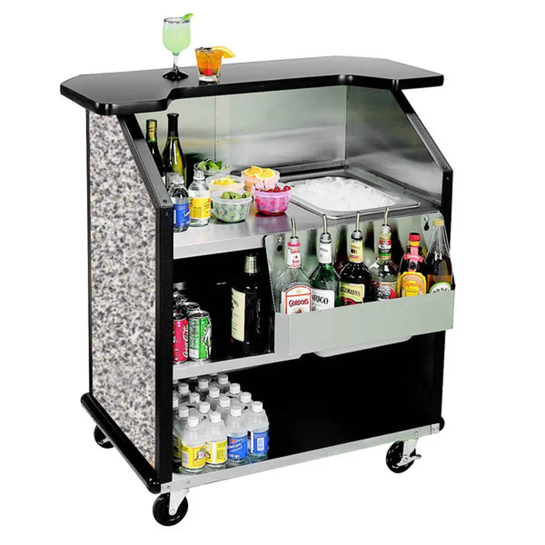 Lakeside 884 43" Portable Bar with Laminate Finish, Removable 7-Bottle Speed Rail, and 40 lb. Ice Bin
