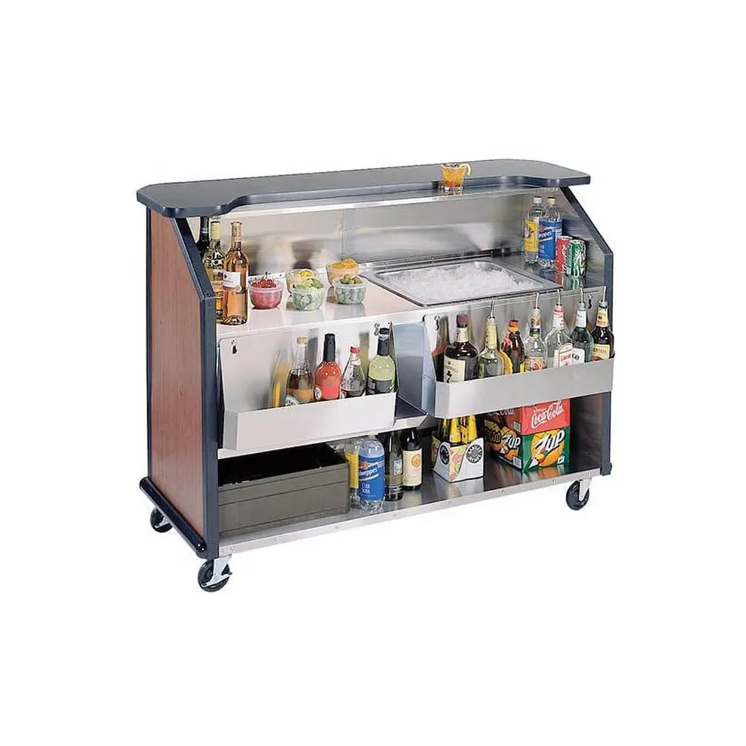 Lakeside 887 63" Portable Bar with Laminate Finish, Removable (2) 7-Bottle Speed Rail, and 40 lb. Ice Bin