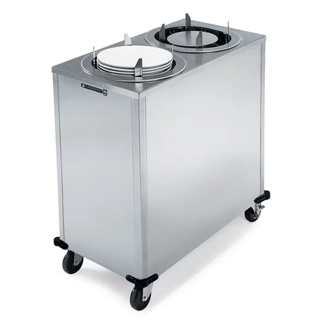 Lakeside 937 Mobile Enclosed 2-Stack Dish Dispenser w/ 12" Dia. Dish Size, Heated