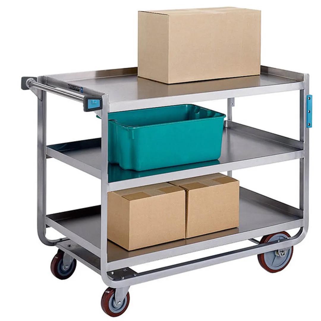 Lakeside 939 Tough Transport Stainless Steel 3-Shelf Utility Cart -33" x 19-3/4" x 34-1/4"