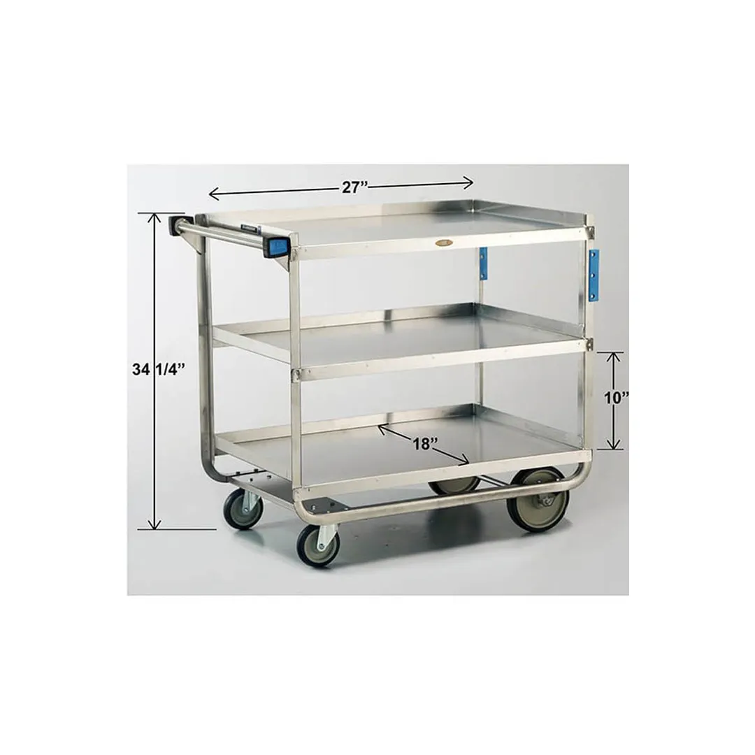 Lakeside 939 Tough Transport Stainless Steel 3-Shelf Utility Cart -33" x 19-3/4" x 34-1/4"