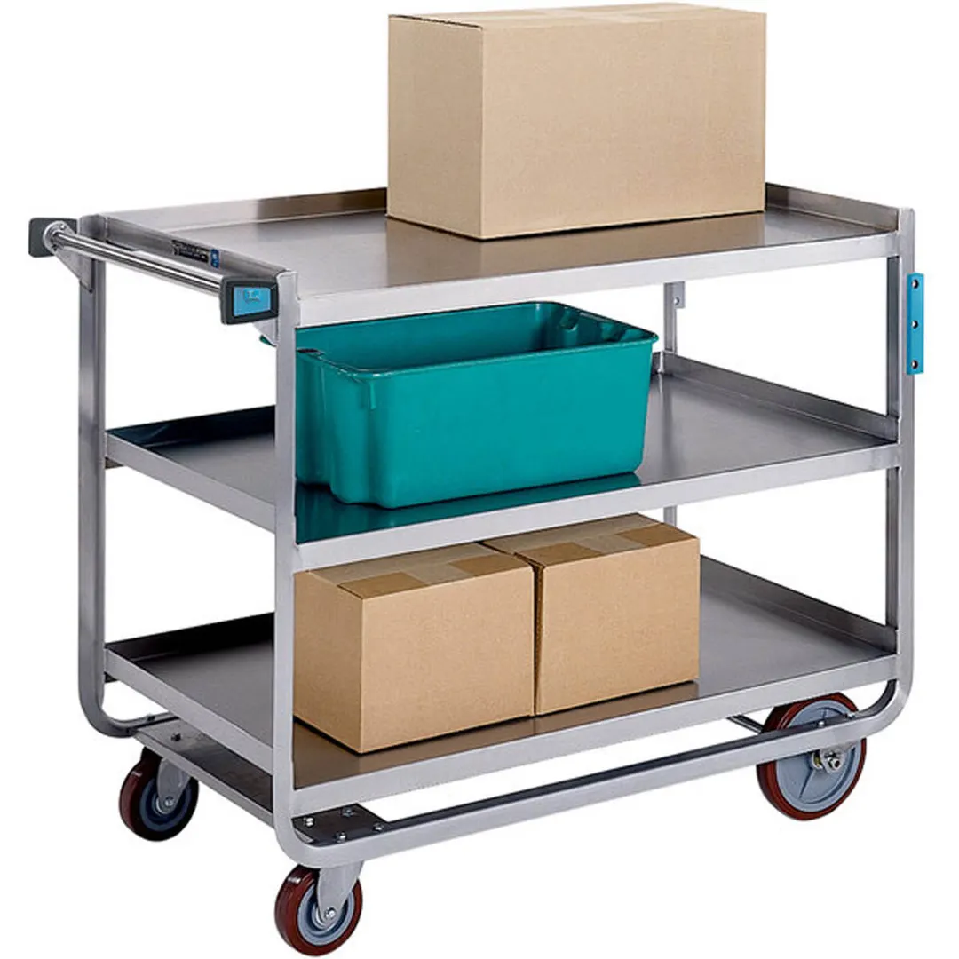 Lakeside 944 Tough Transport Stainless Steel 3 Shelf Utility Cart - 39" x 22-3/4" x 37-3/8"