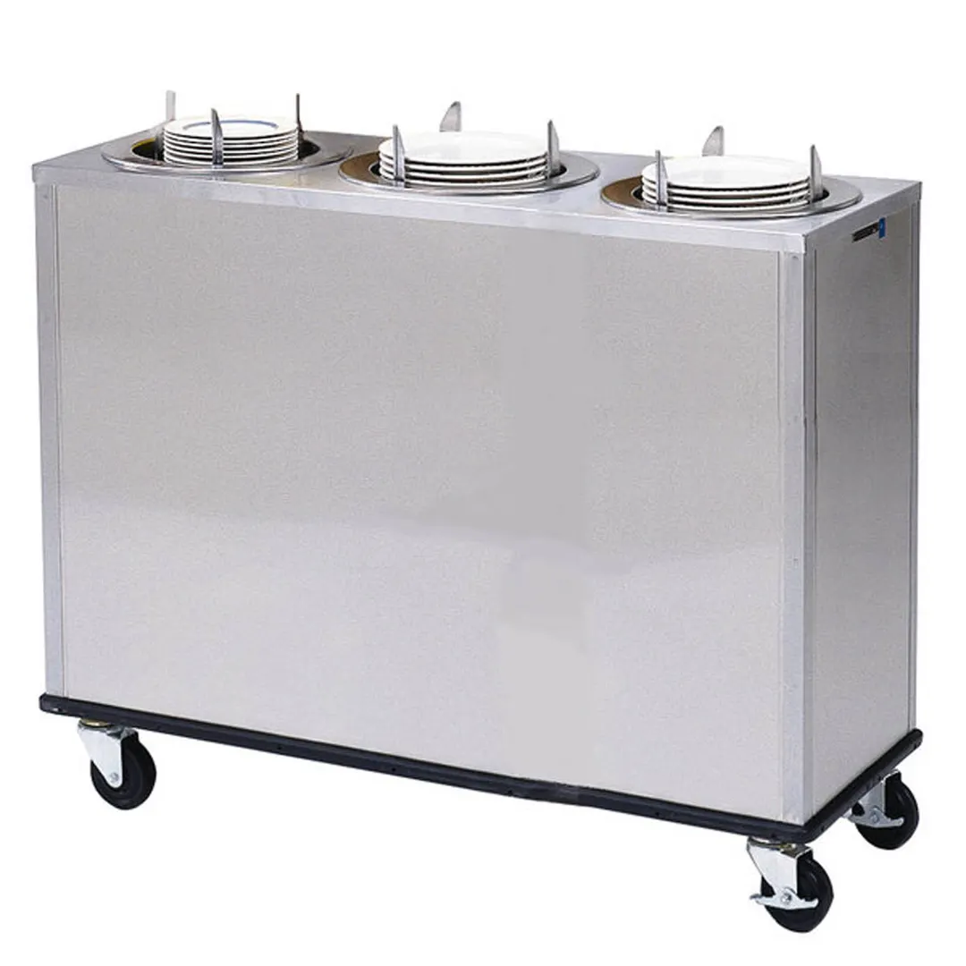 Lakeside 972 Mobile Enclosed 3-Stack Dish Dispenser w/ 12" Dia. Dish Size, Unheated