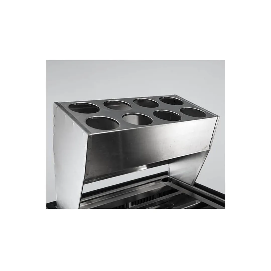 Lakeside 986 Stainless Steel Enclosed Mobile Tray Dispenser Cabinet w/ Flatware Rack