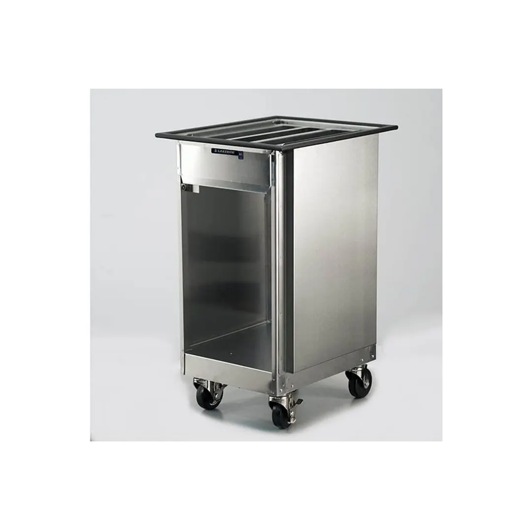 Lakeside 996 Stainless Mobile Tray Dispenser with 2 Open Sides for 14" x 18" or 15" x 20" Trays
