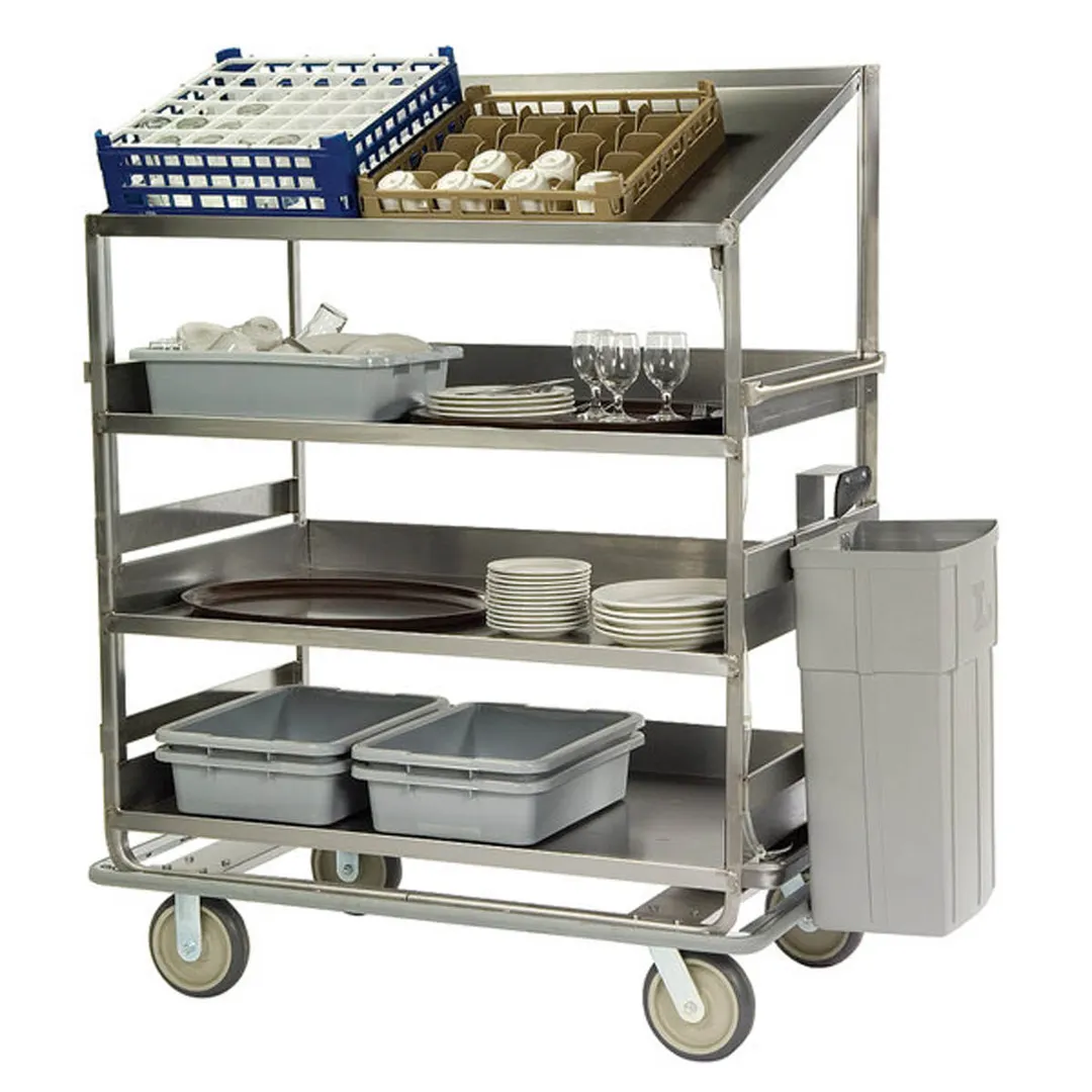 Lakeside B593 Soiled Dish Breakdown Cart w/ 1 Flat Shelf, 3 Angled Shelves
