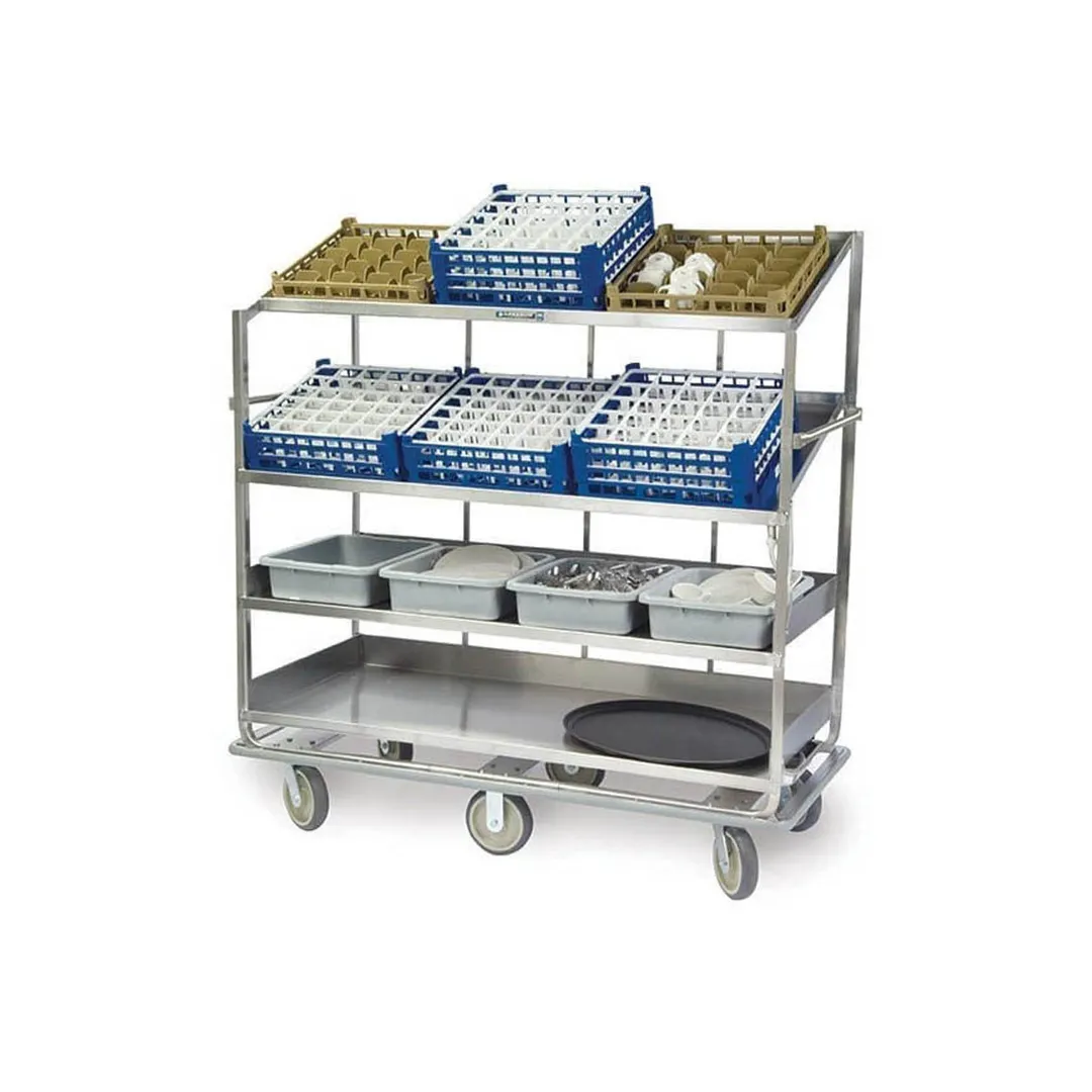 Lakeside B596 Soiled Dish Breakdown Cart w/ 2 Flat Shelves, 2 Angled Shelves