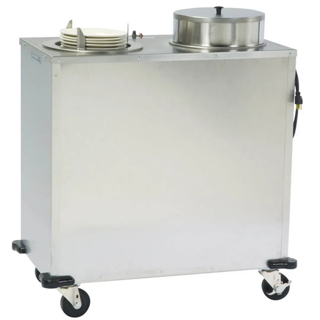 Lakeside E937 Mobile Enclosed 2-Stack Dish Dispenser w/ 12" Dish Size, Heated