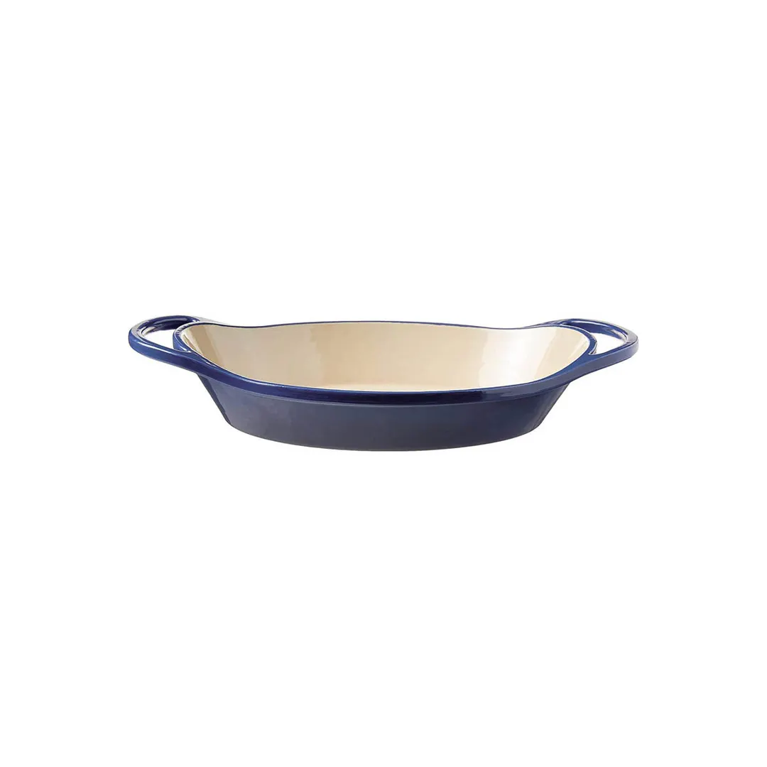 Lodge EC2C32 - 2-Qt Cast Iron Oval Baking Dish, Indigo, induction ready, 15-3/4" x 10-1/16"