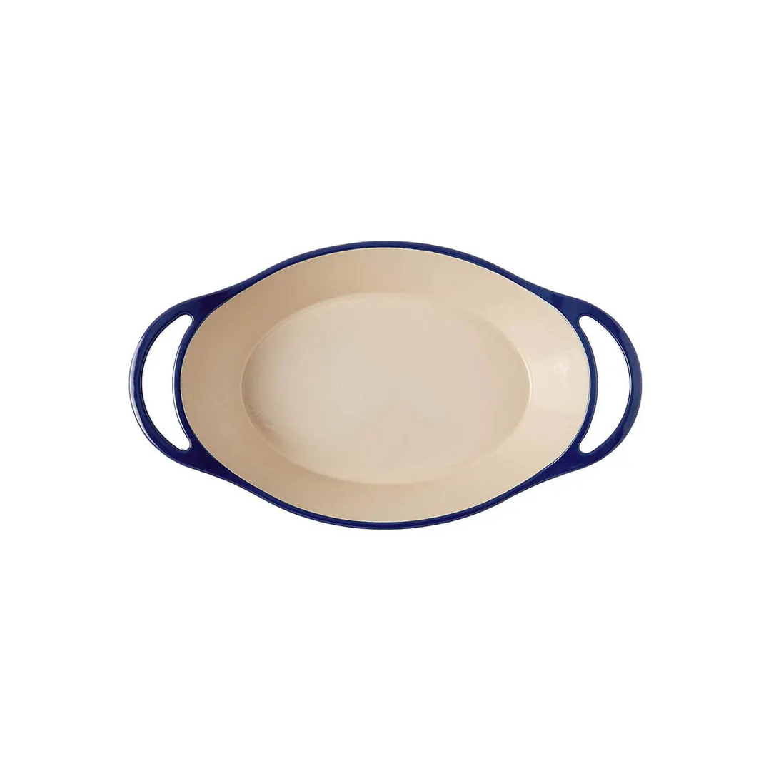 Lodge EC2C32 - 2-Qt Cast Iron Oval Baking Dish, Indigo, induction ready, 15-3/4" x 10-1/16"