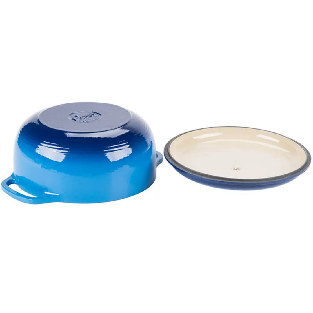 Lodge EC6D33 6-Qt Blue Dutch Oven, 11-3/5" Dia, 6" H, Porcelain Enameled Cast Iron, Induction Ready