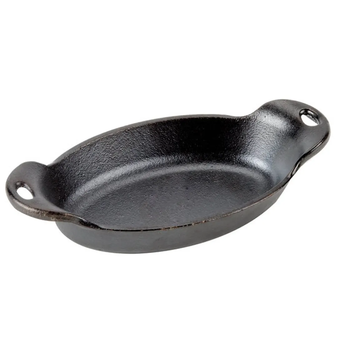 Lodge HMSOV Mini Server, 9 Oz. Oval Cast Iron Au Gratin, 8" L x 4-1/8" W x 1-11/16" H, Heat‑Treated