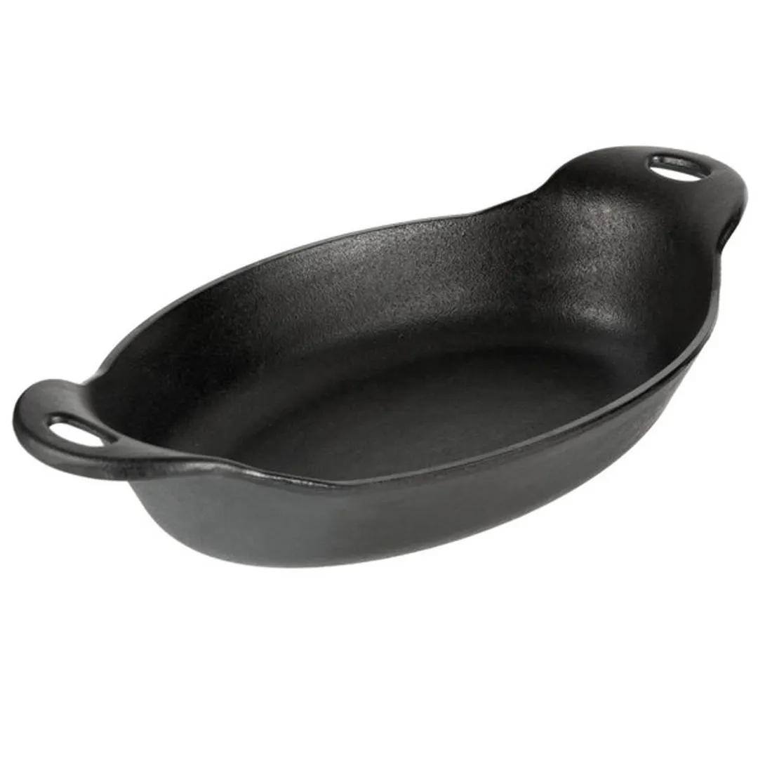 Lodge HOSD 36oz Oval Cast Iron Server, 12-9/16" L x 6-15/16" W, Induction Ready, Dishwasher Safe