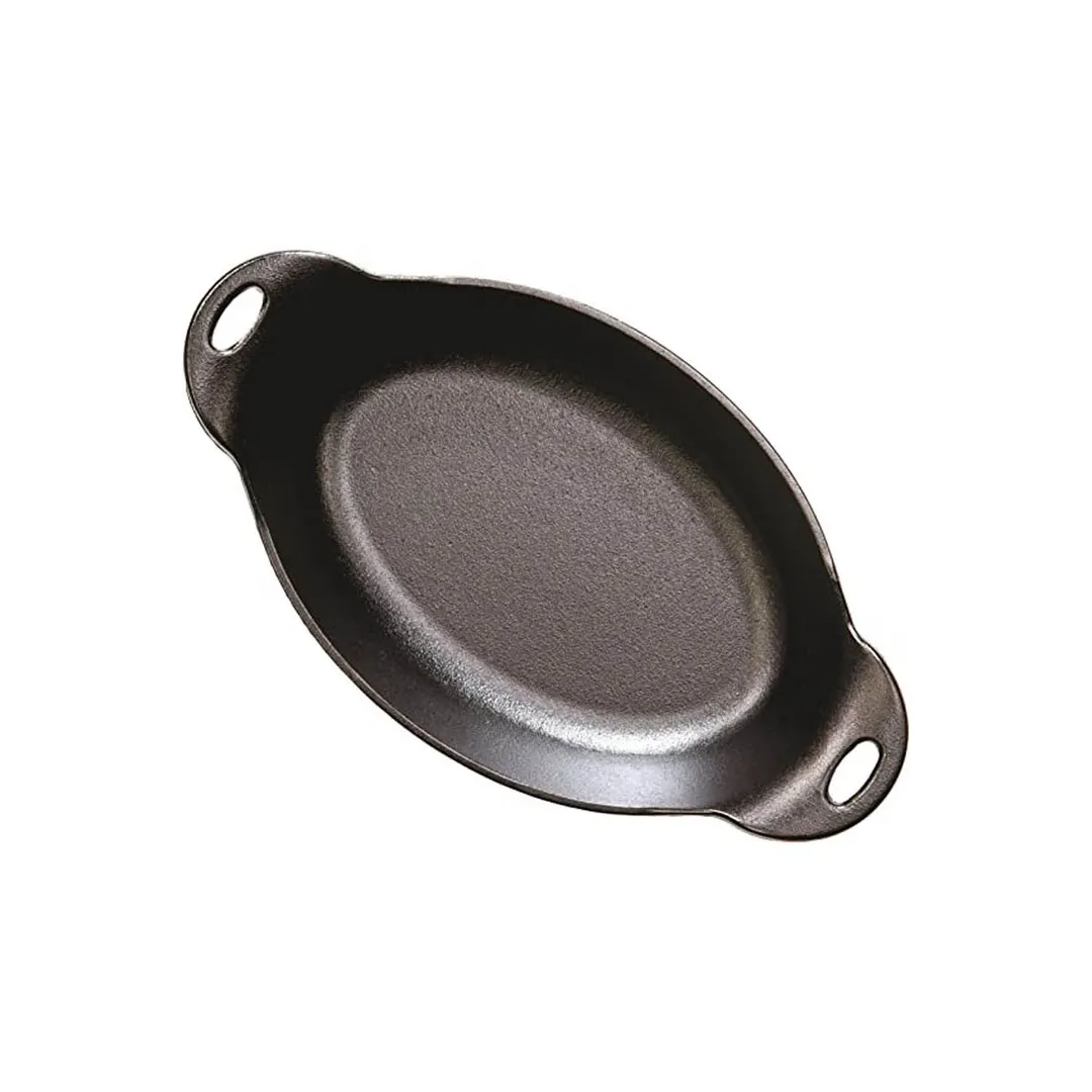 Lodge HOSD 36oz Oval Cast Iron Server, 12-9/16" L x 6-15/16" W, Induction Ready, Dishwasher Safe