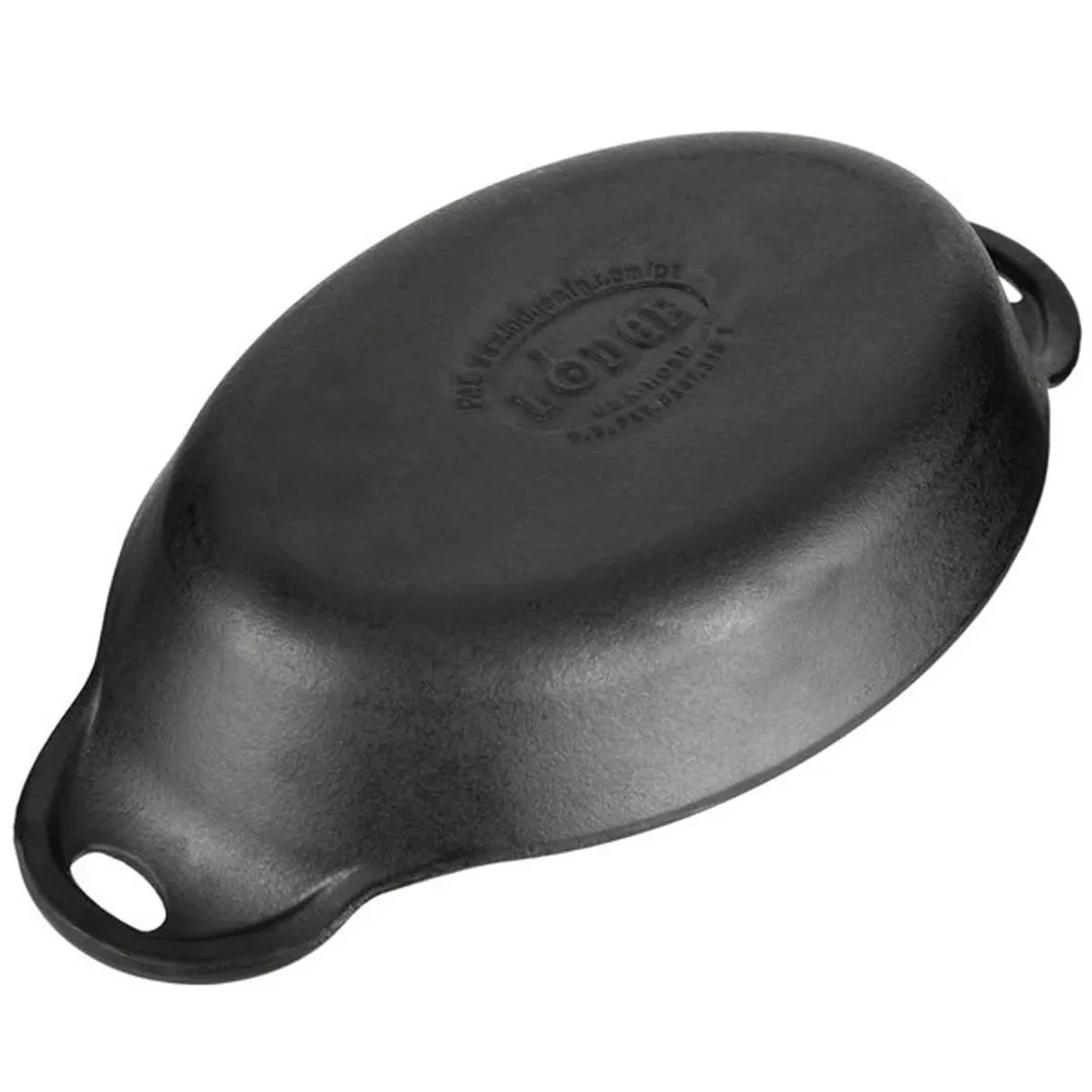 Lodge HOSD 36oz Oval Cast Iron Server, 12-9/16" L x 6-15/16" W, Induction Ready, Dishwasher Safe