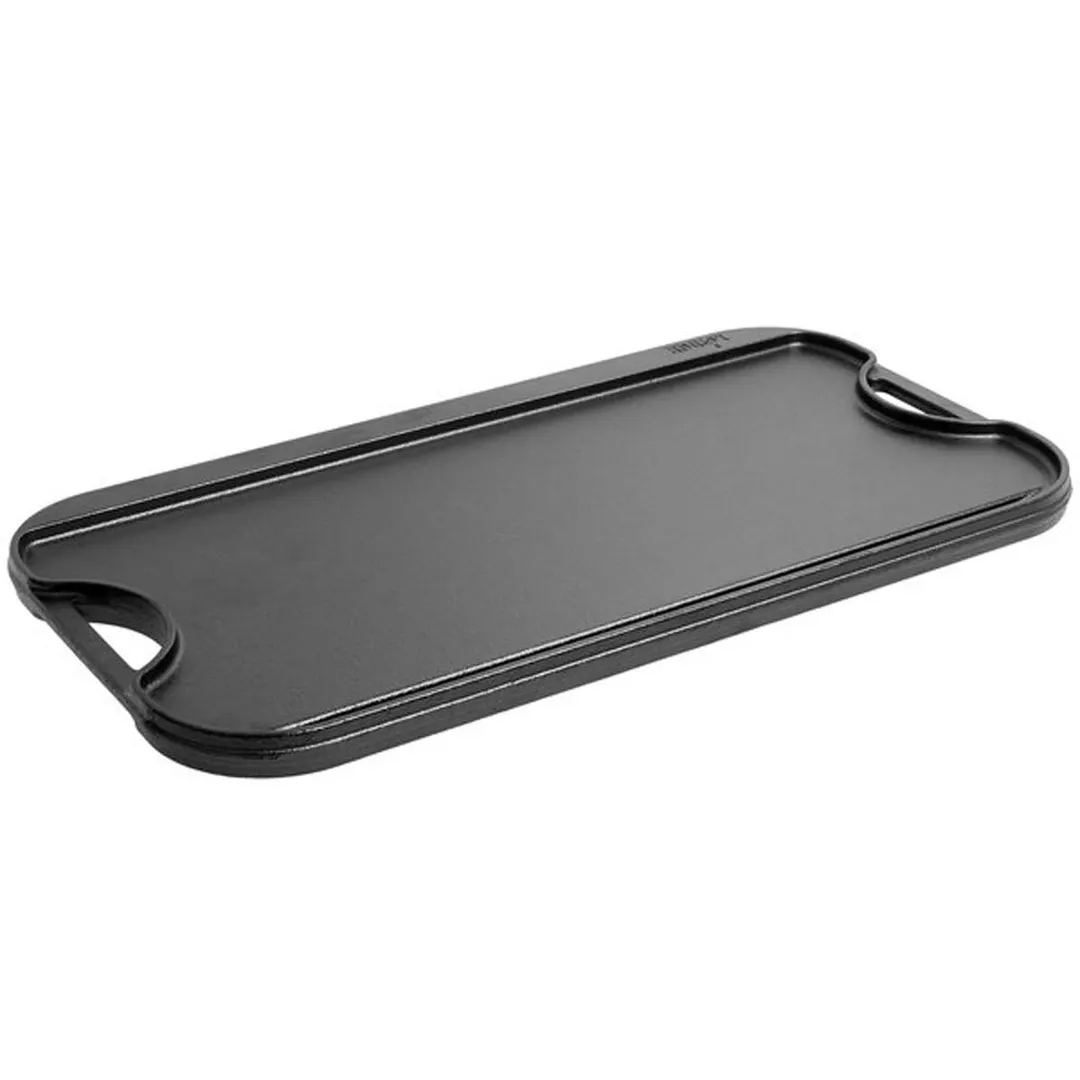 Lodge LPGI3 Pro‑Grid Cast Iron Grill/Griddle, 20" x 10‑1/2" 2‑Burner, Reversible, Safe, Made in USA