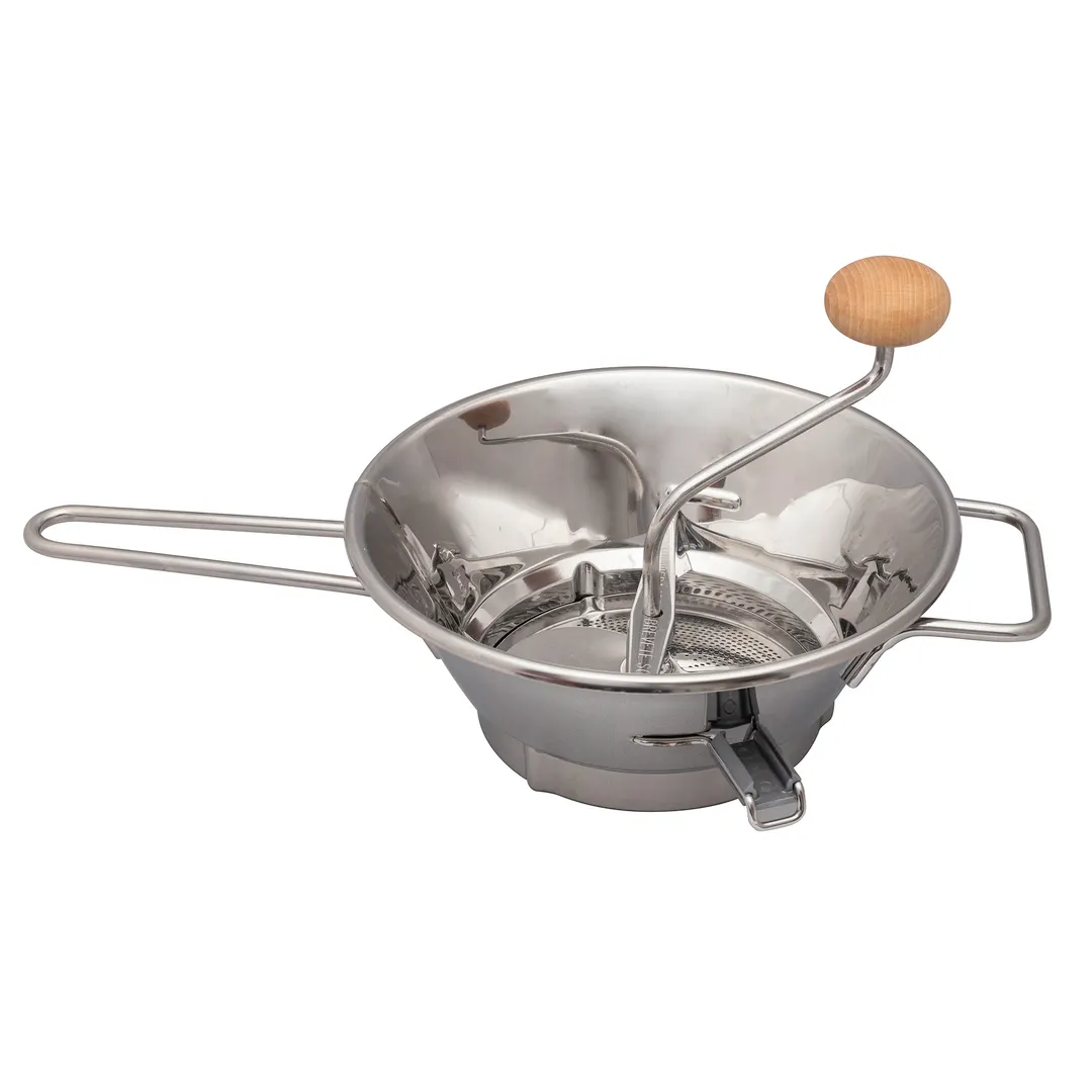 Louis Tellier 010760 Guillouard Food Mill, 2.1 Qt, 9-1/2" Dia. Steel, Beech Handle 1.7/2.5/5mm Grids