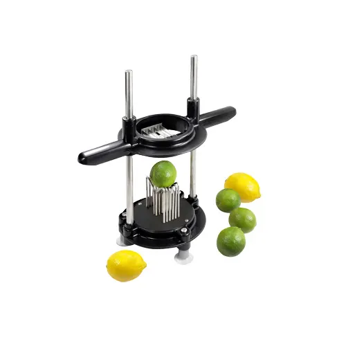 Louis Tellier CDX4 - Manual Lemon Slicer, Stainless Steel Serrated Blades, Black ABS Base, 3 Suction Cups